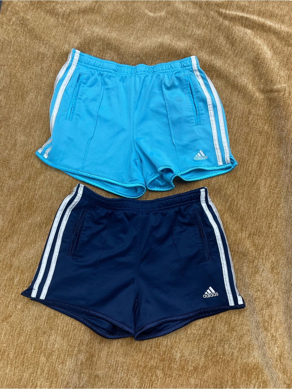 Adidas youth size large, pull on 2 pocket vintage athletic shorts - 2 pair